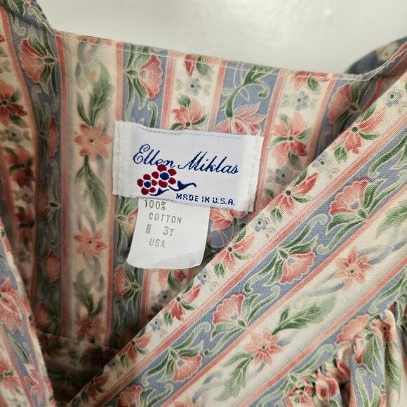 Vintage Ellen Miklas Bunny Jumper Dress Shirt Outfit 3T Pink Blue Cottagecore - Picture 10 of 13